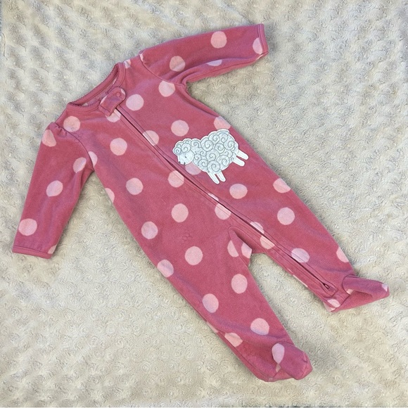 Child of Mine by Carter’s Fleece Footed Sleepers Size 3-6 Months Pink Lamb - Picture 2 of 8